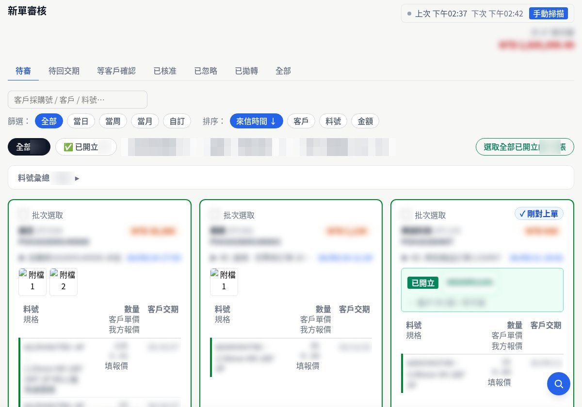 C&J 自建 ERP：AI 整理好的訂單草稿