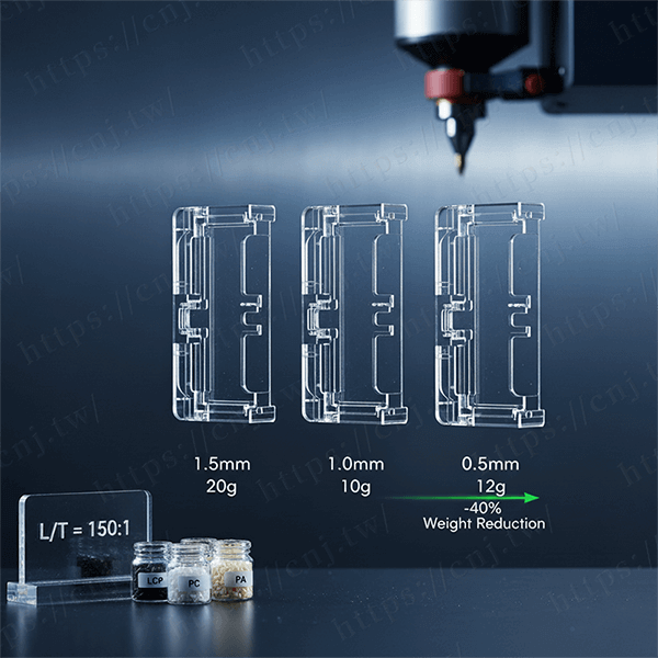 薄壁射出成型,薄壁成型,流長比,高速射出,輕量化設計,LCP材料,薄壁模具
